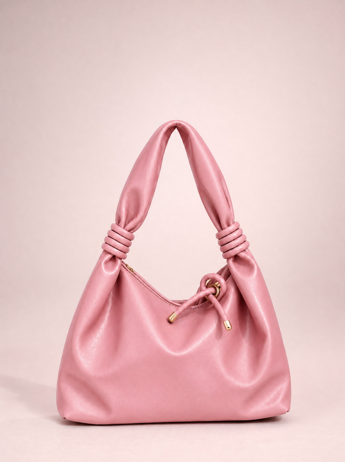 Thalia Knot Hobo in Pink — embossed soft vegan leather